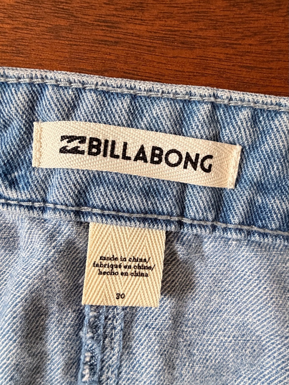 Billabong Light Wash 100% Cotton Denim Mini Skirt Size 30